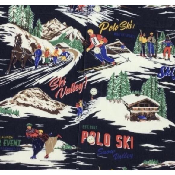 Polo Ralph Lauren Shirt Mens Large Ski Print Corduroy Classic Fit Button Up AOP - Picture 4 of 15